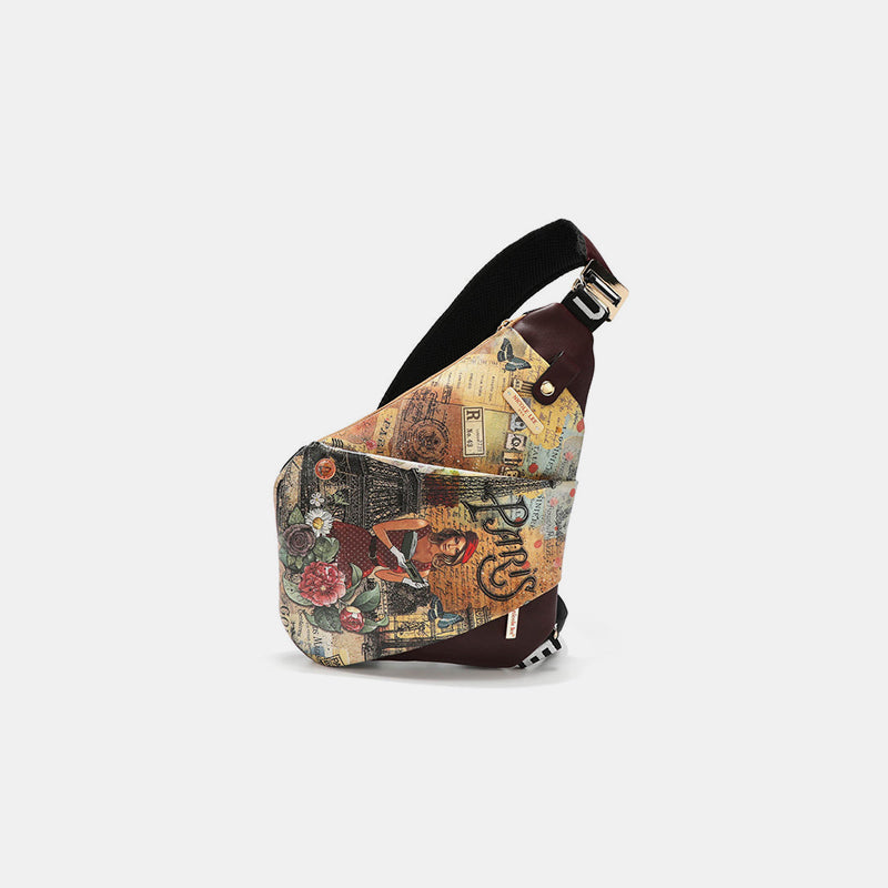 Colorful Kisses-Vegan Leather Leopard & Lip Pattern Crossbody Bag