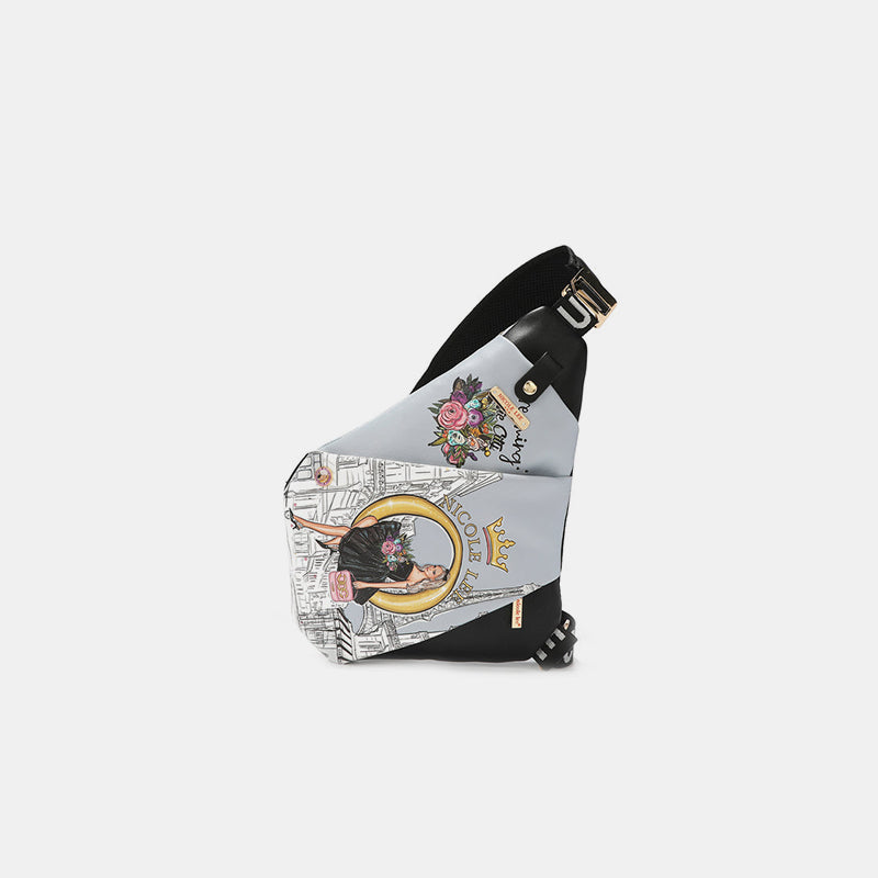 Colorful Kisses-Vegan Leather Leopard & Lip Pattern Crossbody Bag