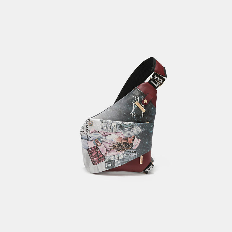 Colorful Kisses-Vegan Leather Leopard & Lip Pattern Crossbody Bag