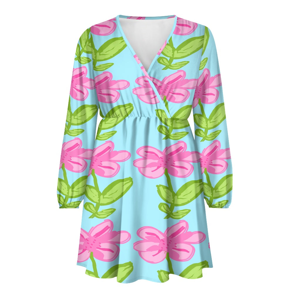 Pink Lilly-Women's V-neck Dress