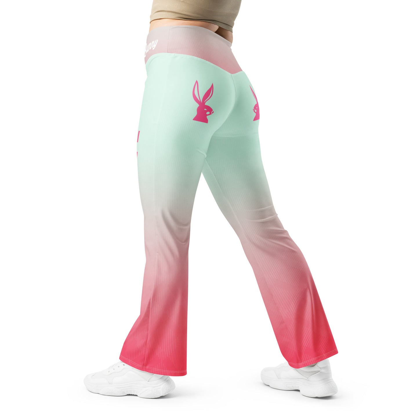 Playful Bunny-Pink Haze Flare leggings