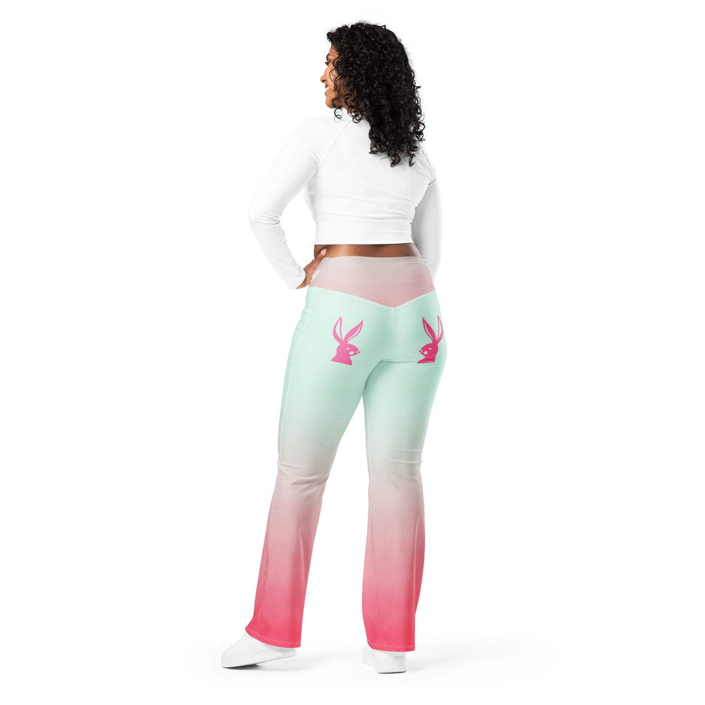 Playful Bunny-Pink Haze Flare leggings