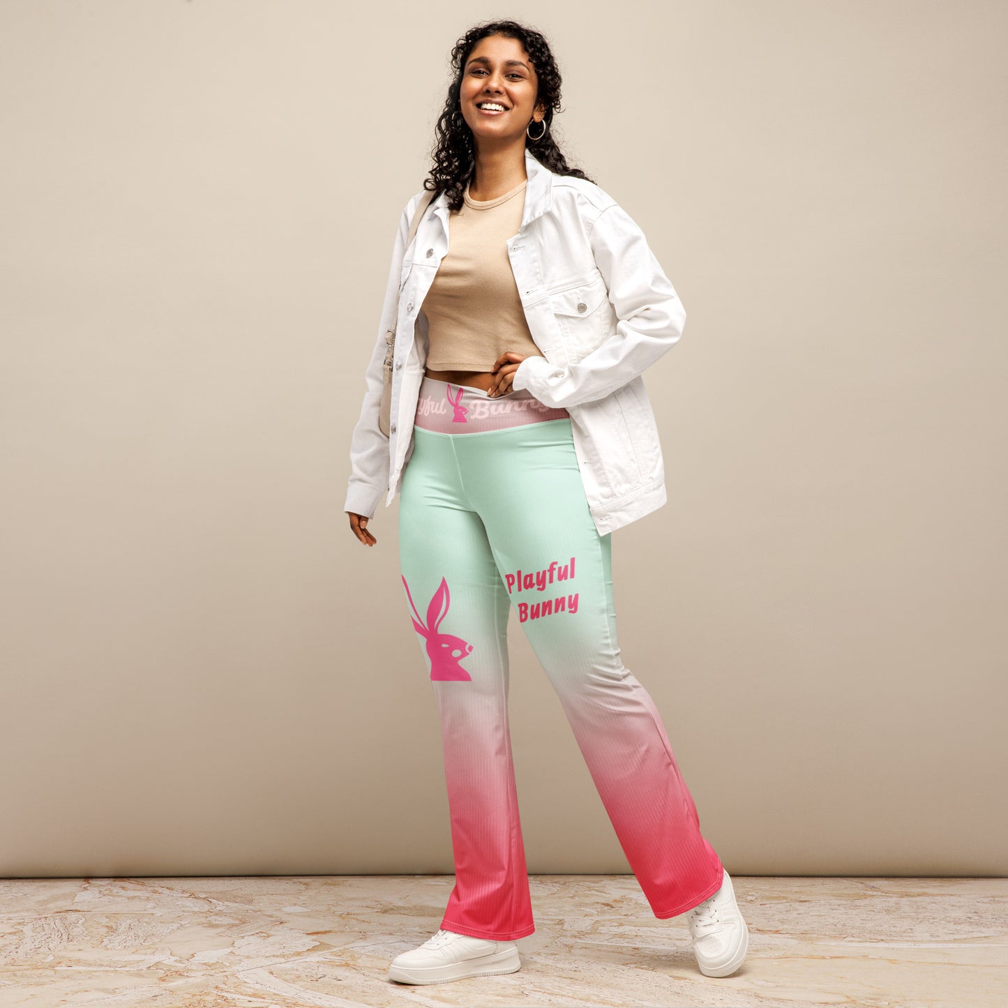 Playful Bunny-Pink Haze Flare leggings 2.0