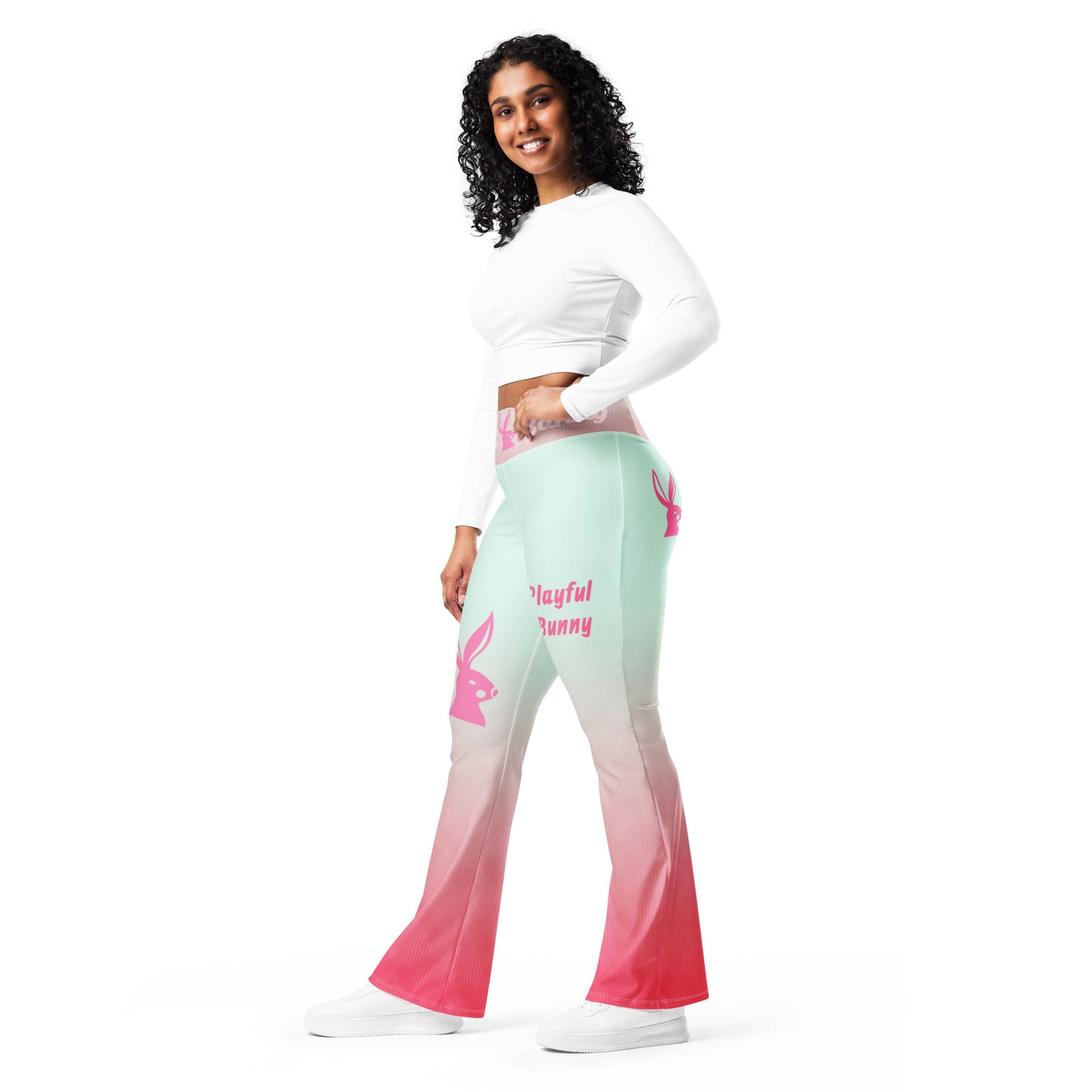 Playful Bunny-Pink Haze Flare leggings 2.0