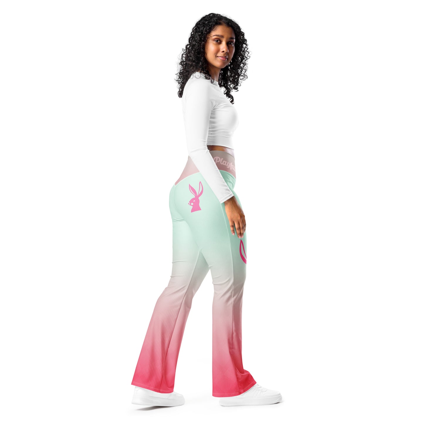 Playful Bunny-Pink Haze Flare leggings 2.0