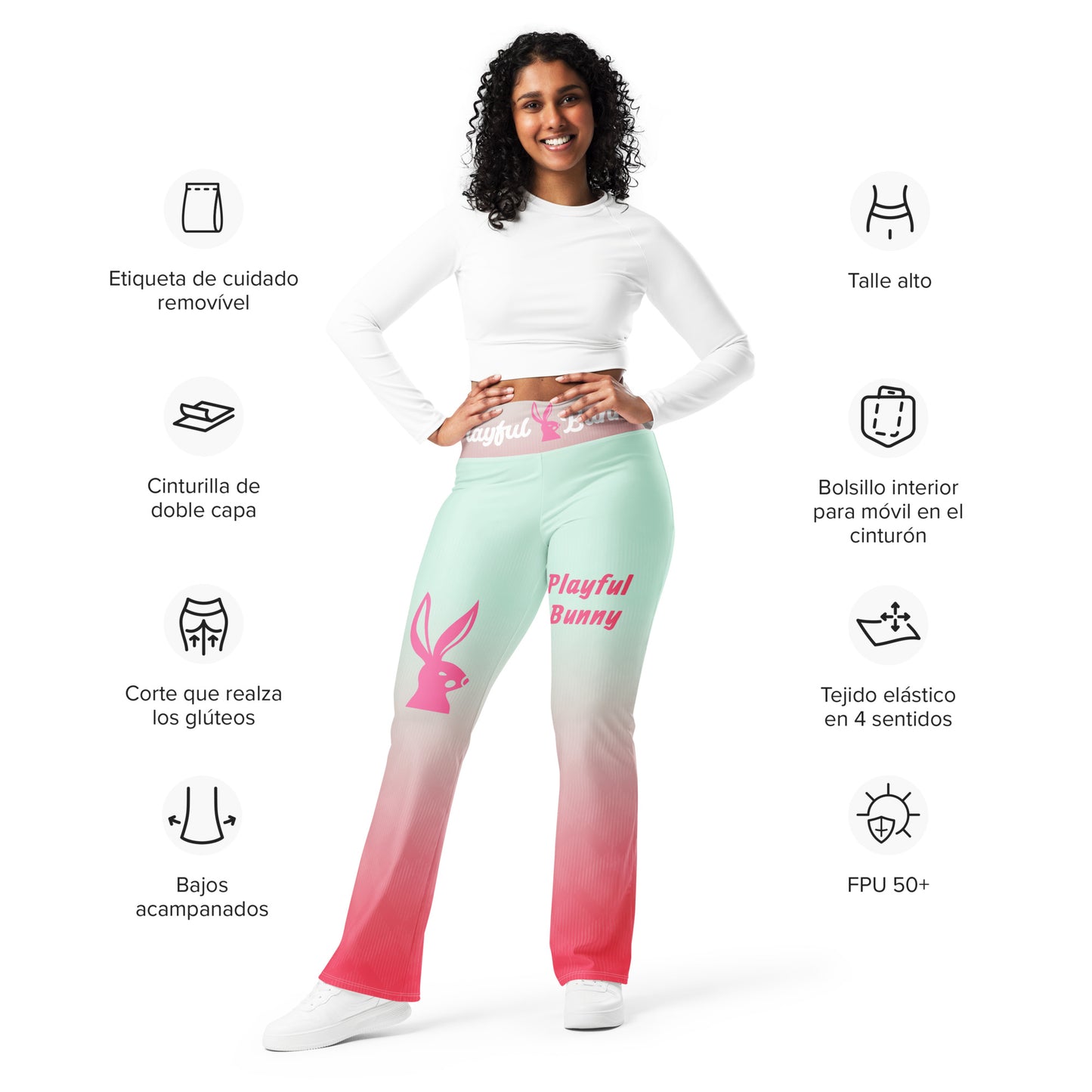 Playful Bunny-Pink Haze Flare leggings