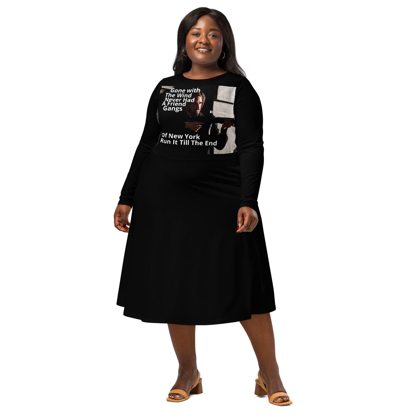 Unisex-Sin City- Long sleeve midi Dress