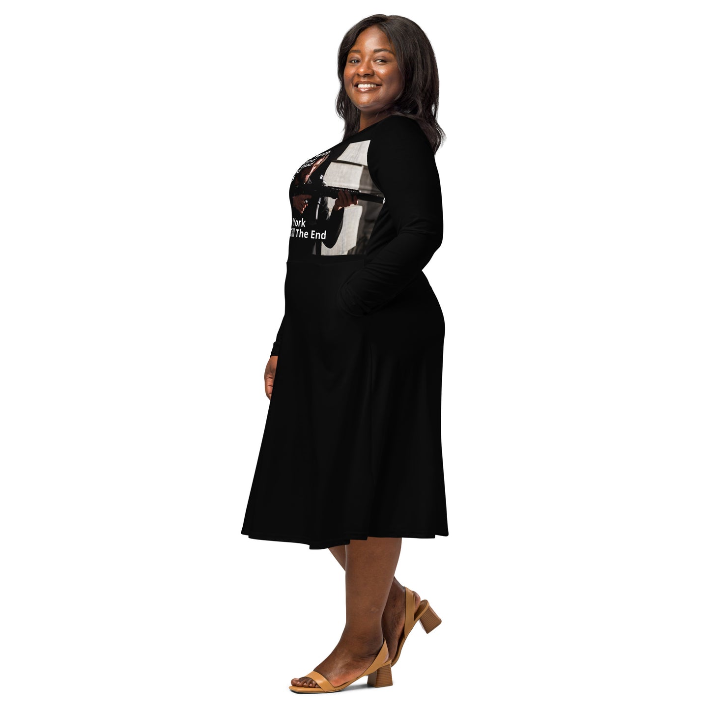 Unisex-Sin City- Long sleeve midi Dress