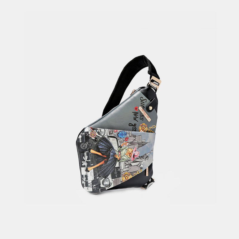 Colorful Kisses-Vegan Leather Leopard & Lip Pattern Crossbody Bag