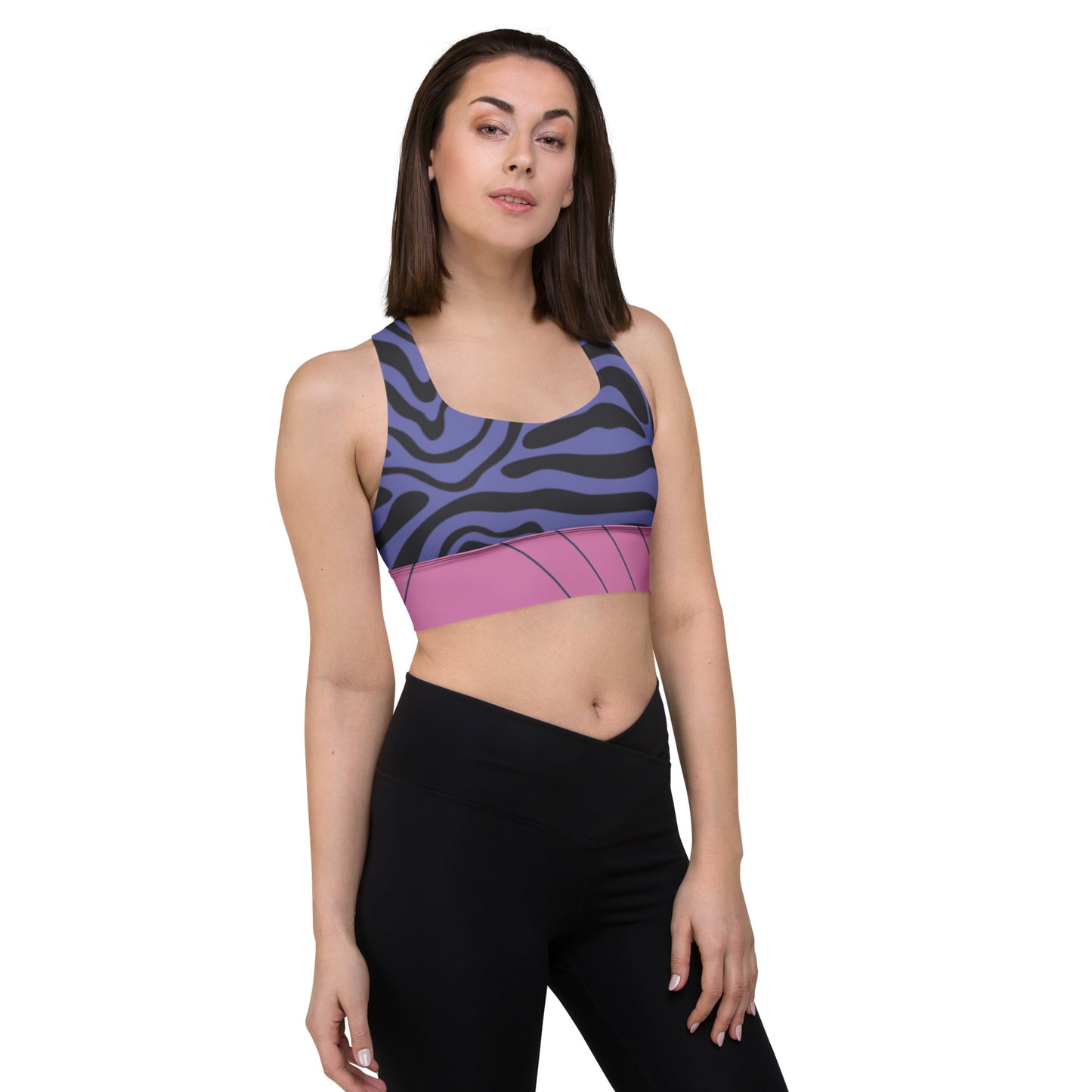 Pink &Purple Swirls 2- Retro Longline Sports Bra