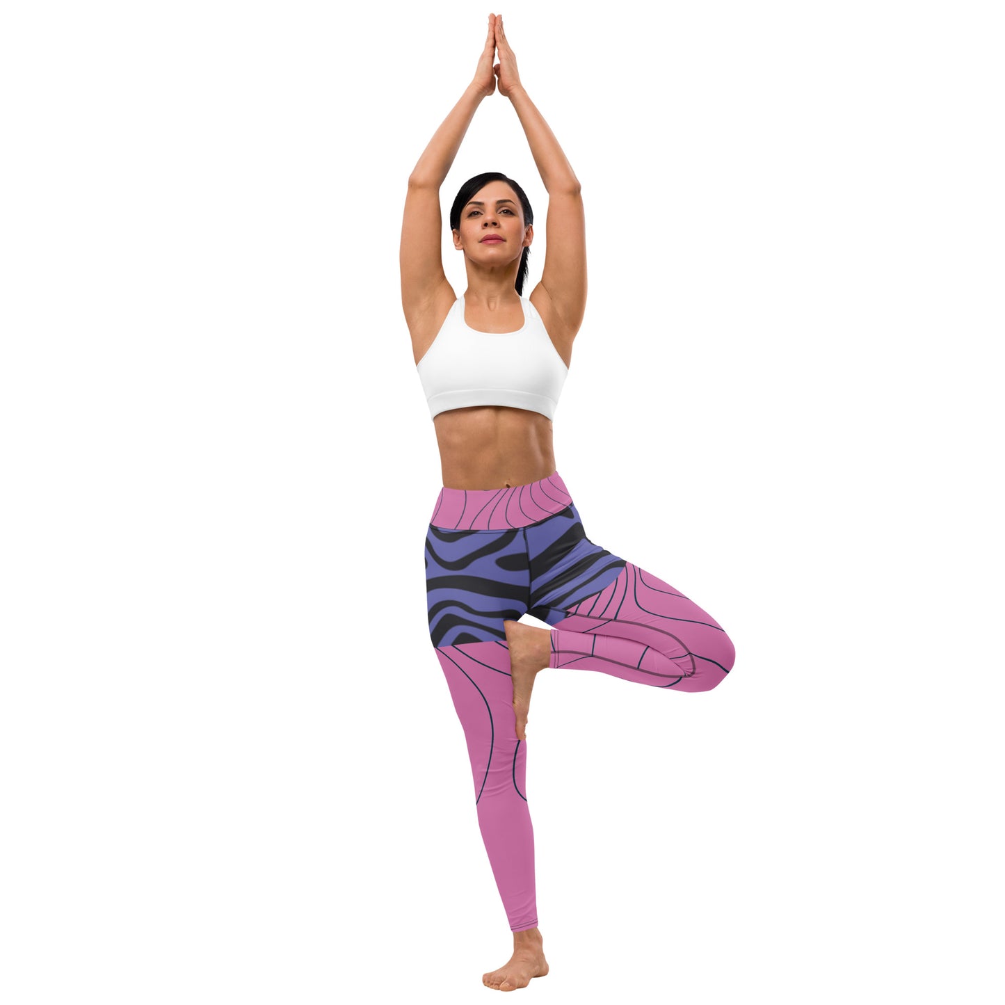 Pink&Purple Swirl-Retro Highwaist Leggings(version 3)