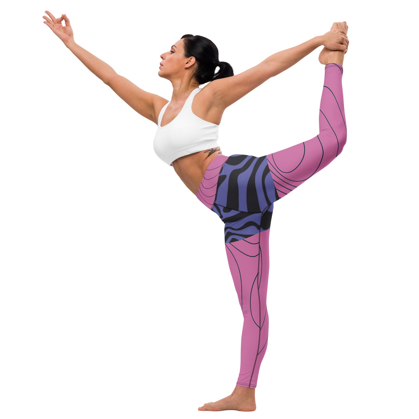 Pink&Purple Swirl-Retro Highwaist Leggings(version 3)