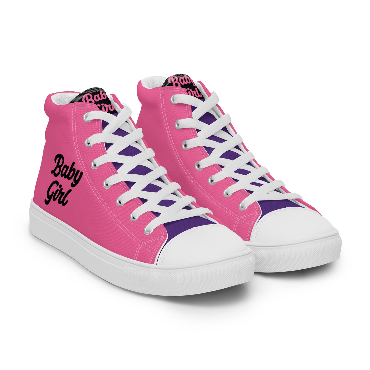 Babygirl- High Top Canvas Shoes(Pink&Black)