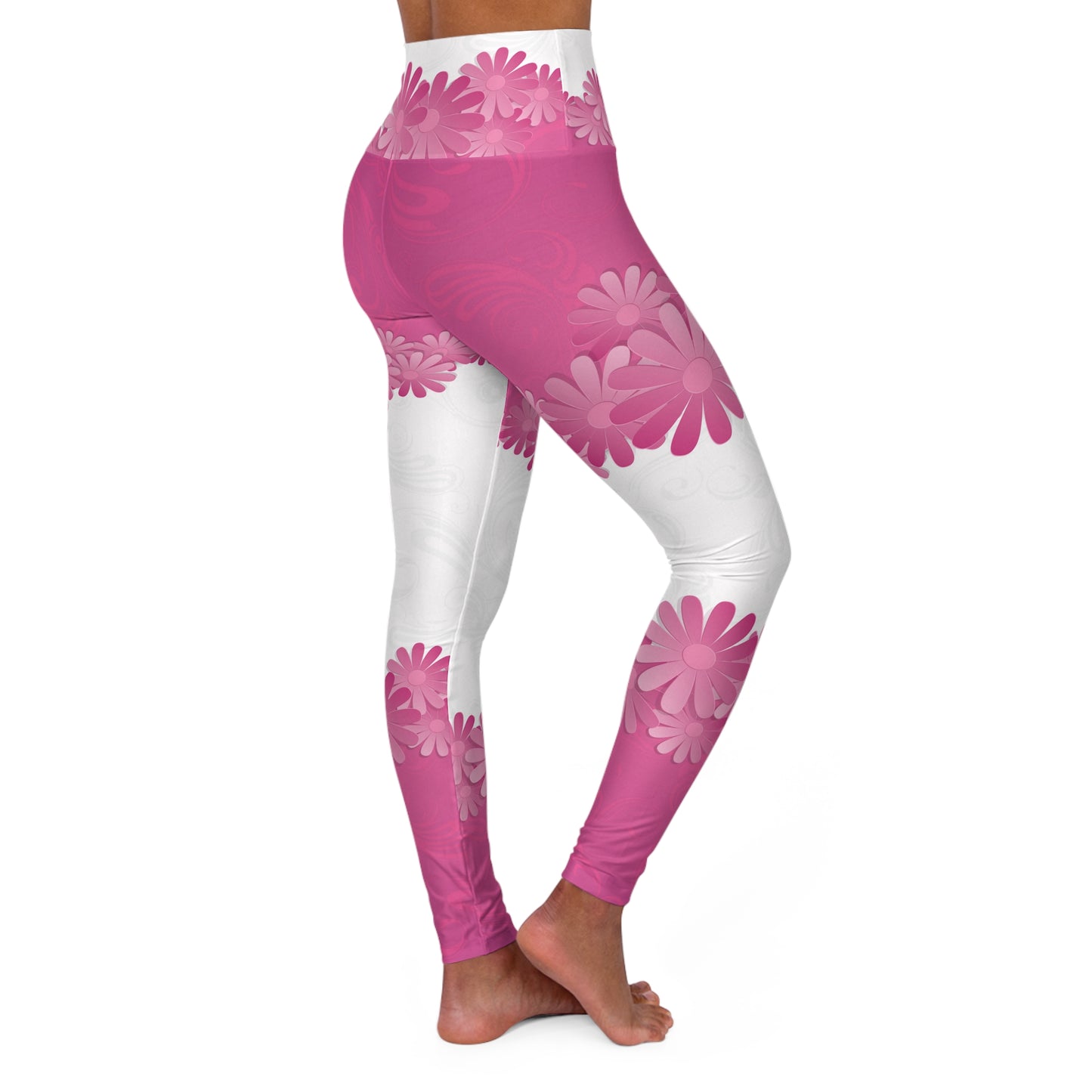 Pink Floral- High Waisted Leggings