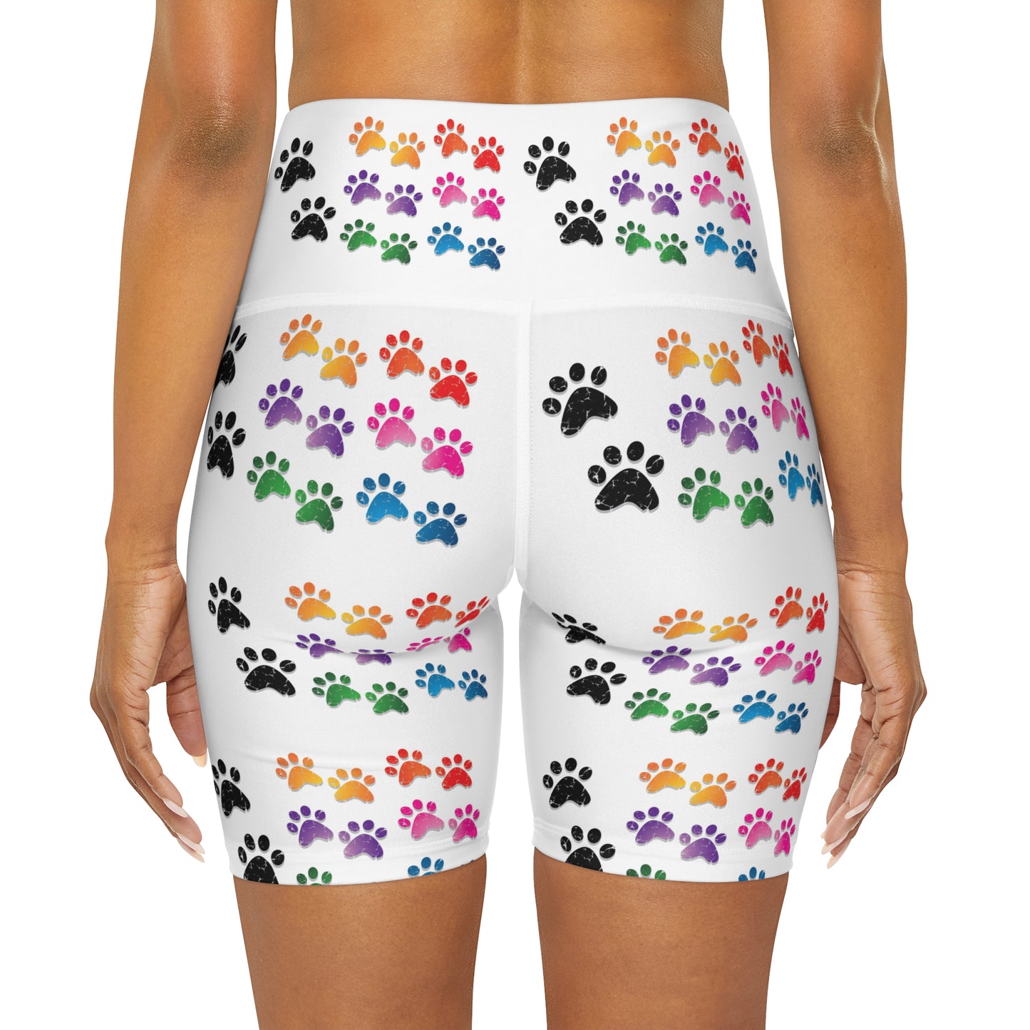 Pink Paws-High Waisted Shorts