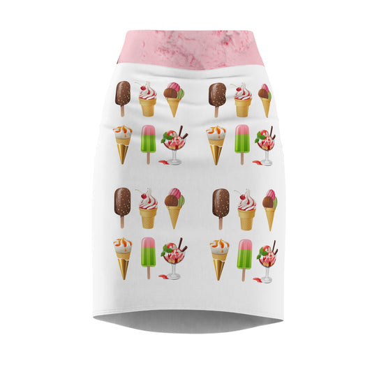 Icecream Pencil Skirt -With Strawberry Cream