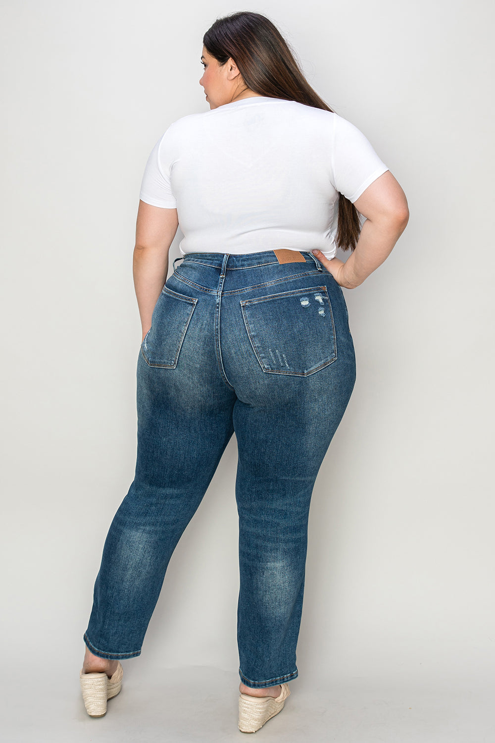 Medium Blue- Full Size Tummy Control High Waist Slim Jeans