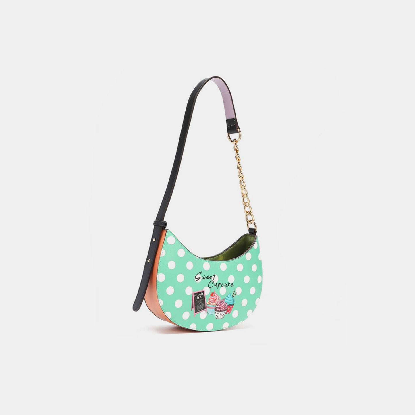 Vegan Leather-Cupcake Polka Dot Shoulder Bag