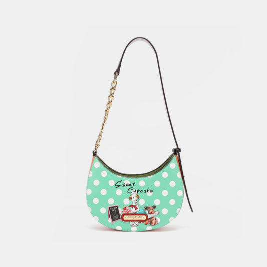 Vegan Leather-Cupcake Polka Dot Shoulder Bag