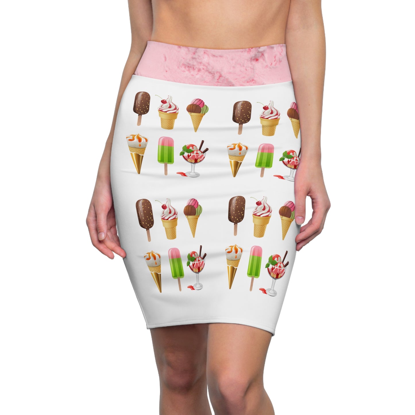 Icecream Pencil Skirt -With Strawberry Cream