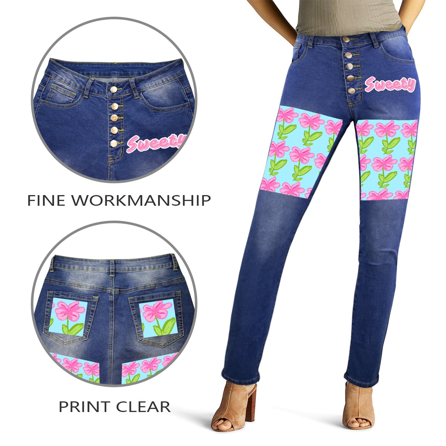 Flower Girl-Jeans(High Waist)