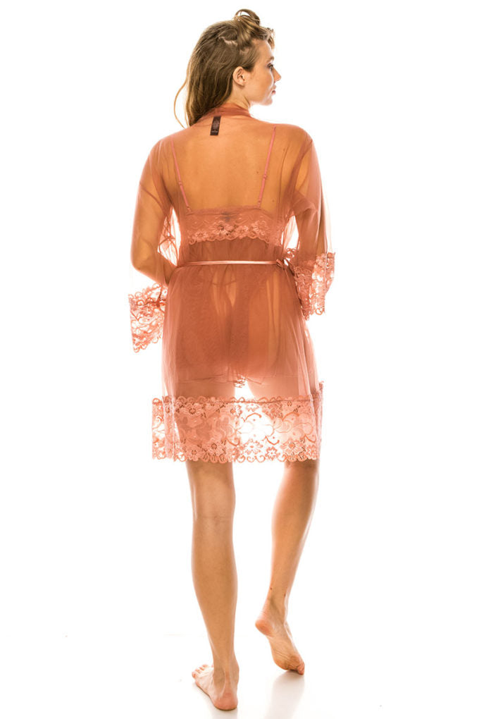 Fresh Peaches-3pc Mesh Robe Set