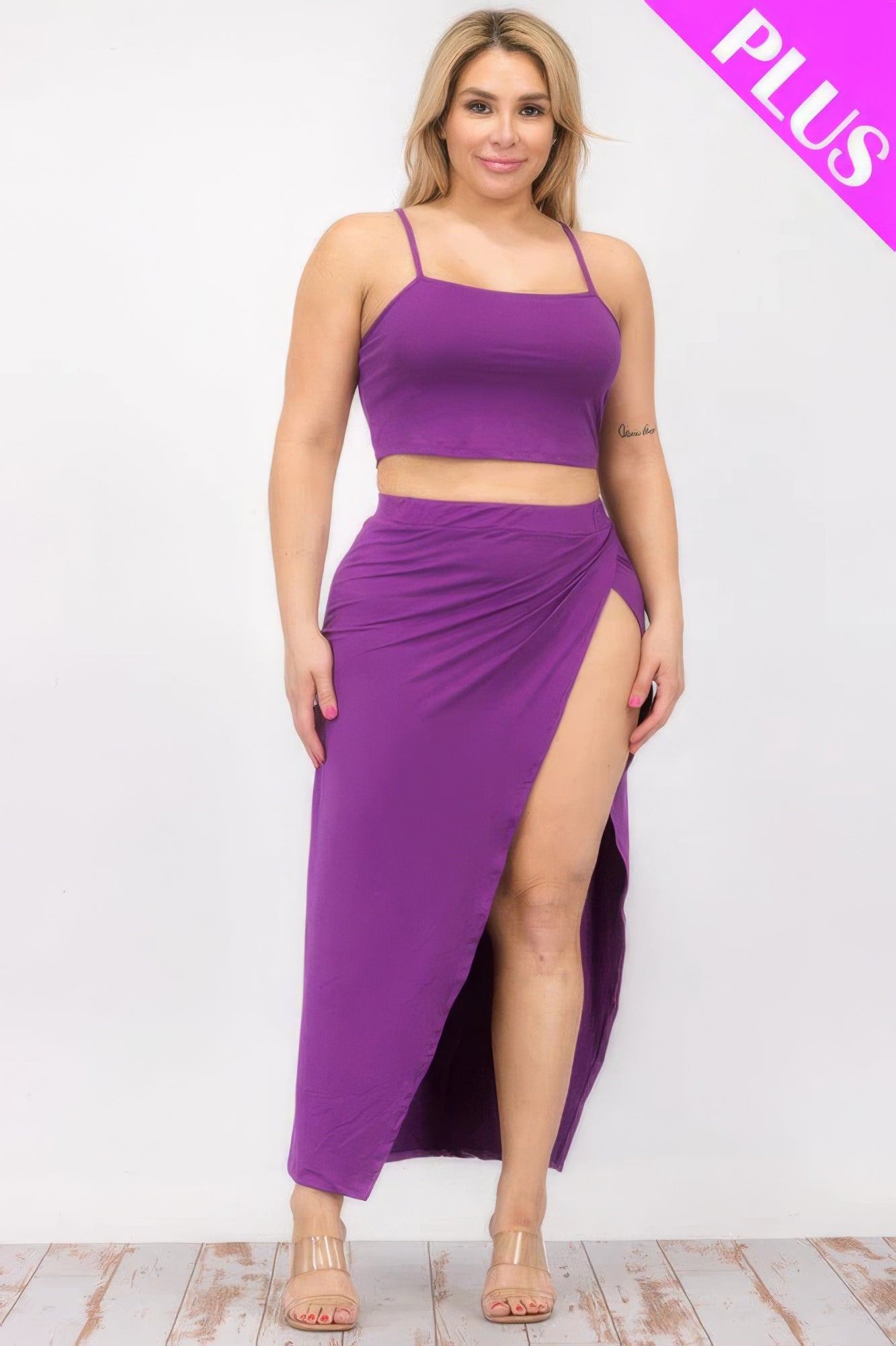 Lavender-Cami & Split Thigh Maxi Skirt Set