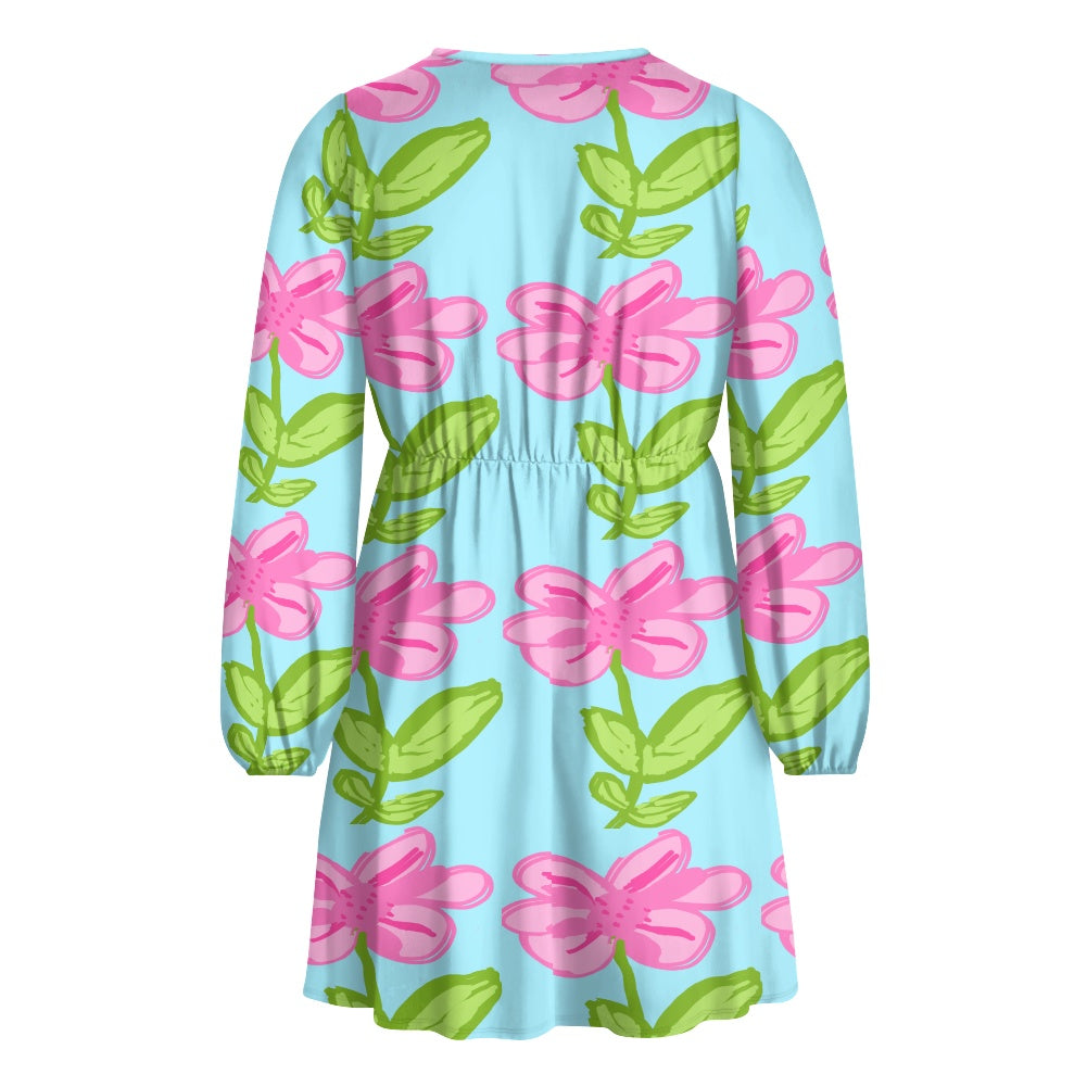 Pink Lilly-Women's V-neck Dress