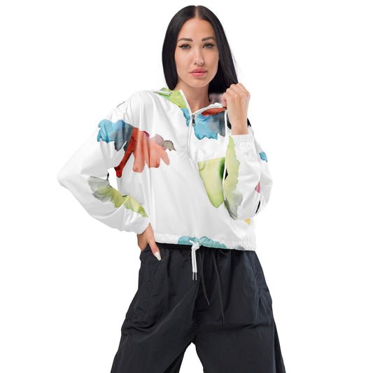 Abstract Cropped Windbreaker - Theomese Fashion House