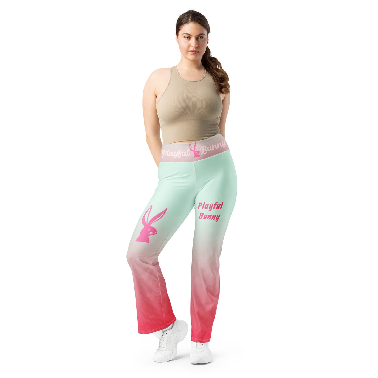 Playful Bunny-Pink Haze Flare leggings 2.0