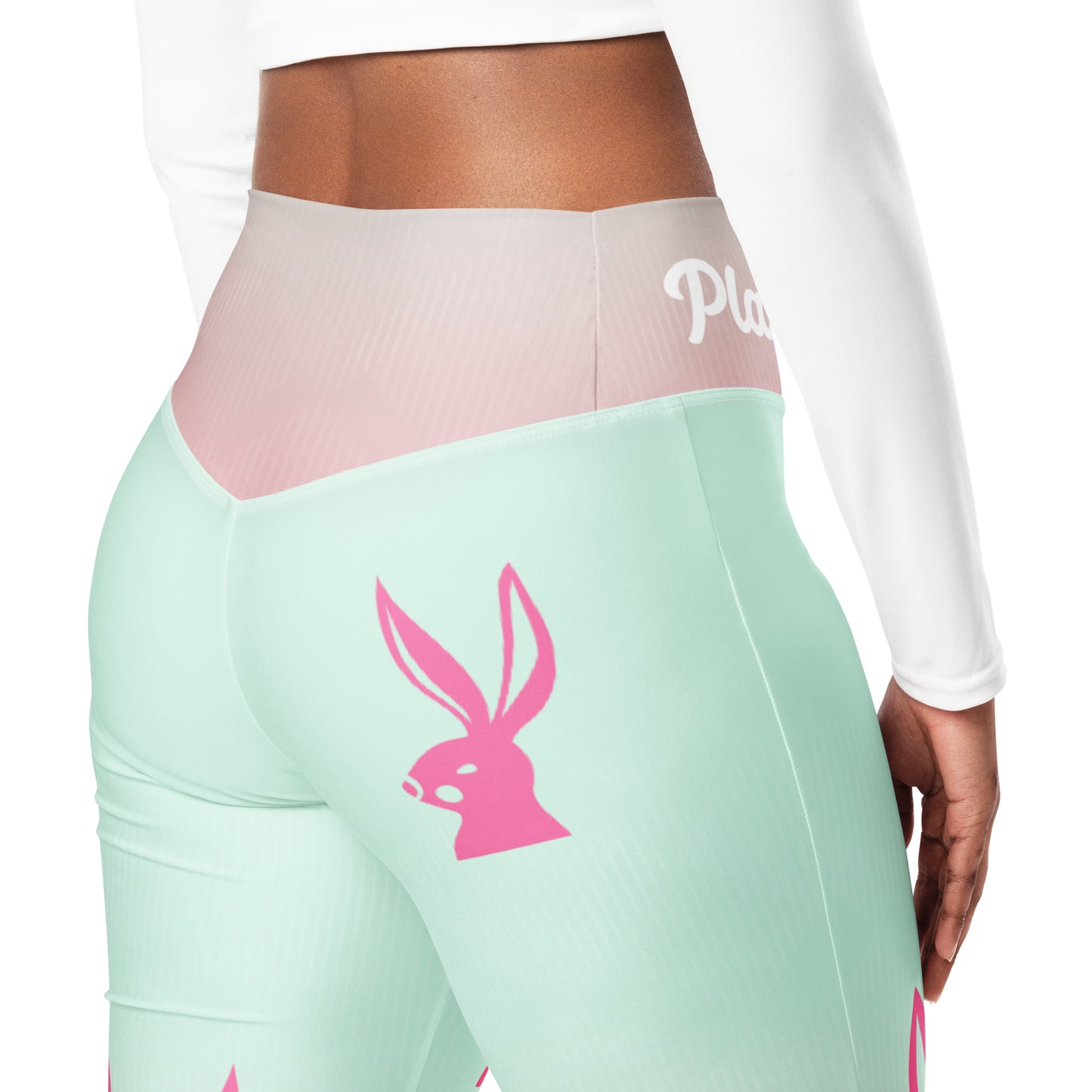 Playful Bunny-Pink Haze Flare leggings