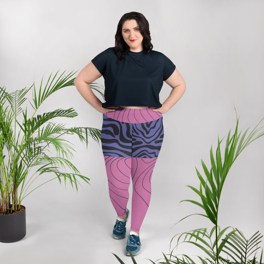 Pink&Purple Swirl Retro High Waist-Plus Size Leggings