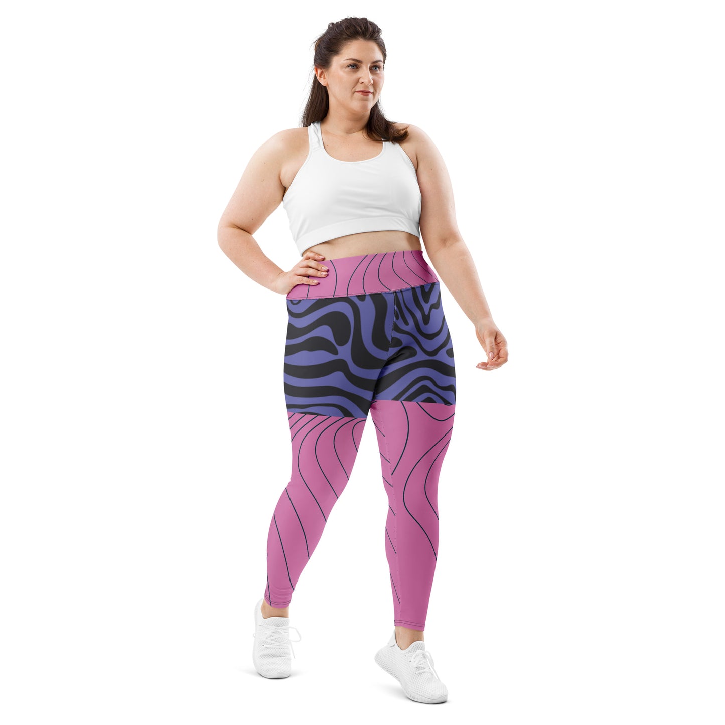 Pink&Purple Swirl Retro High Waist-Plus Size Leggings