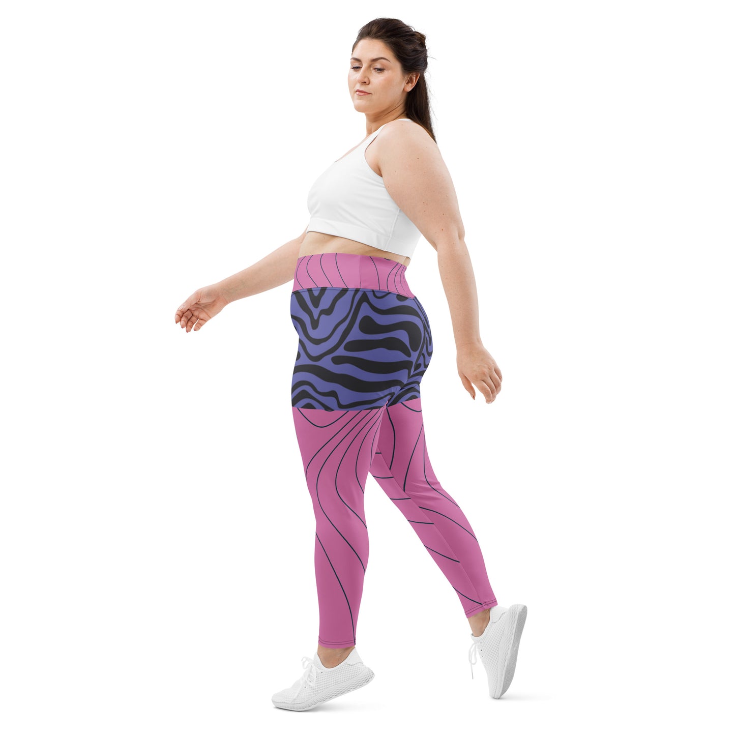 Pink&Purple Swirl Retro High Waist-Plus Size Leggings