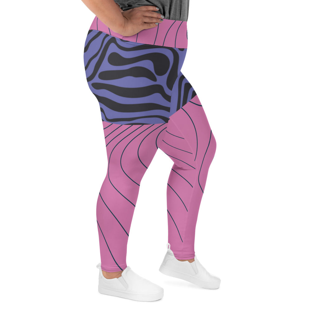 Pink&Purple Swirl Retro High Waist-Plus Size Leggings