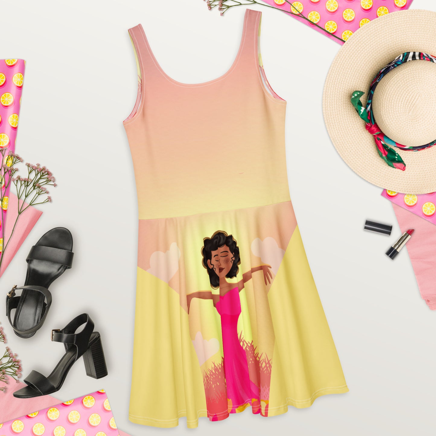 Pink Positivity-Flare Dress