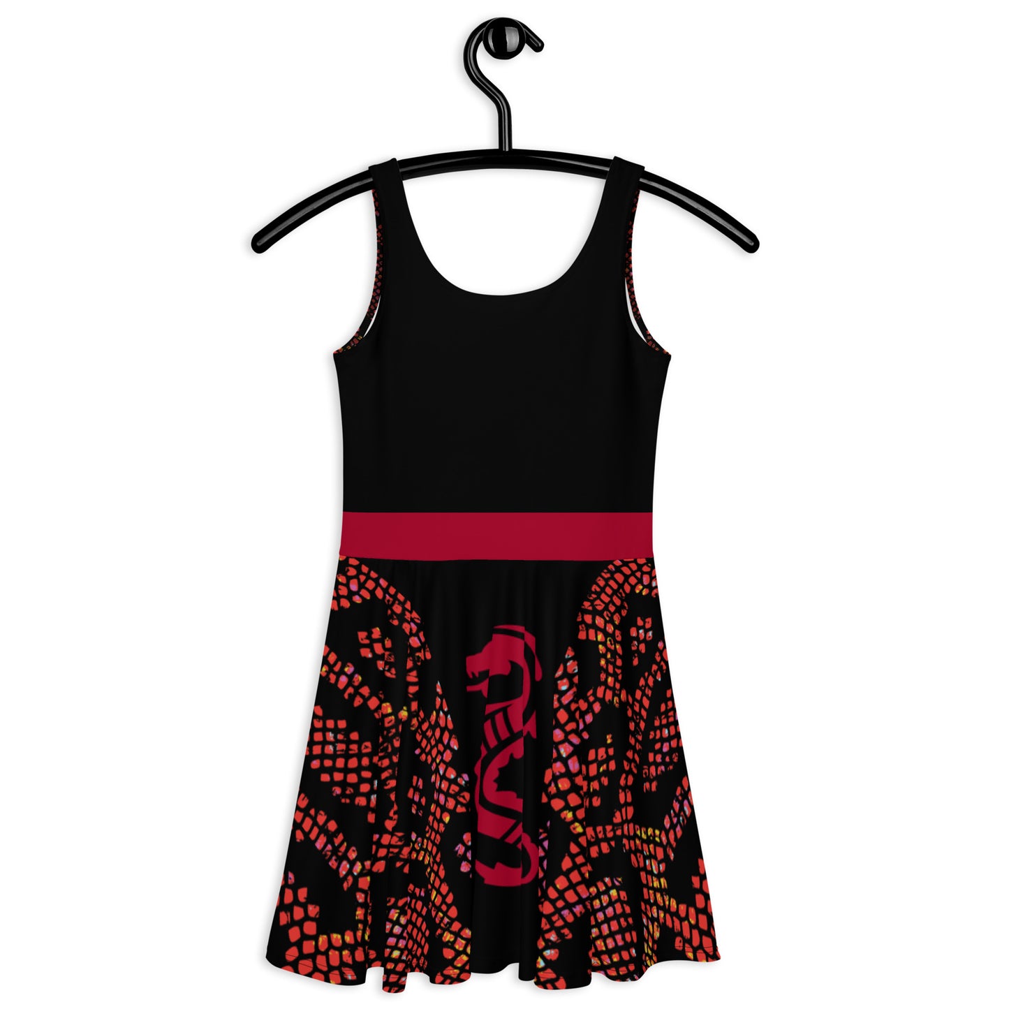 Red Dragon 🐉-Flare Dress (With Red Belt)