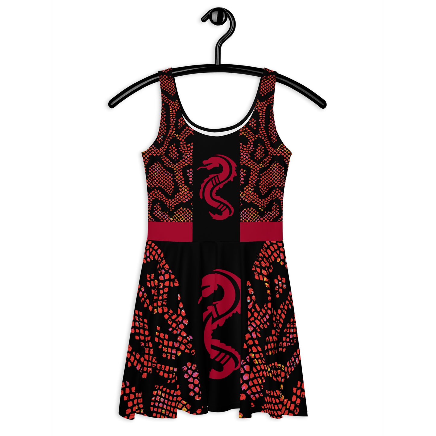 Red Dragon 🐉-Flare Dress (With Red Belt)