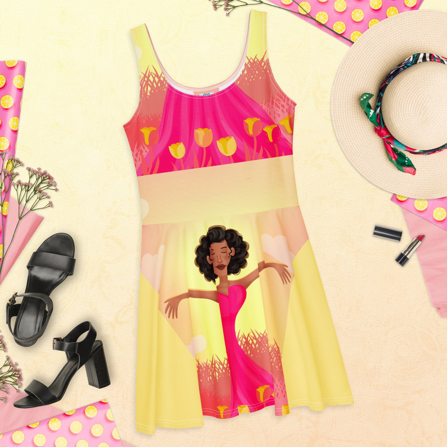 Pink Positivity-Flare Dress