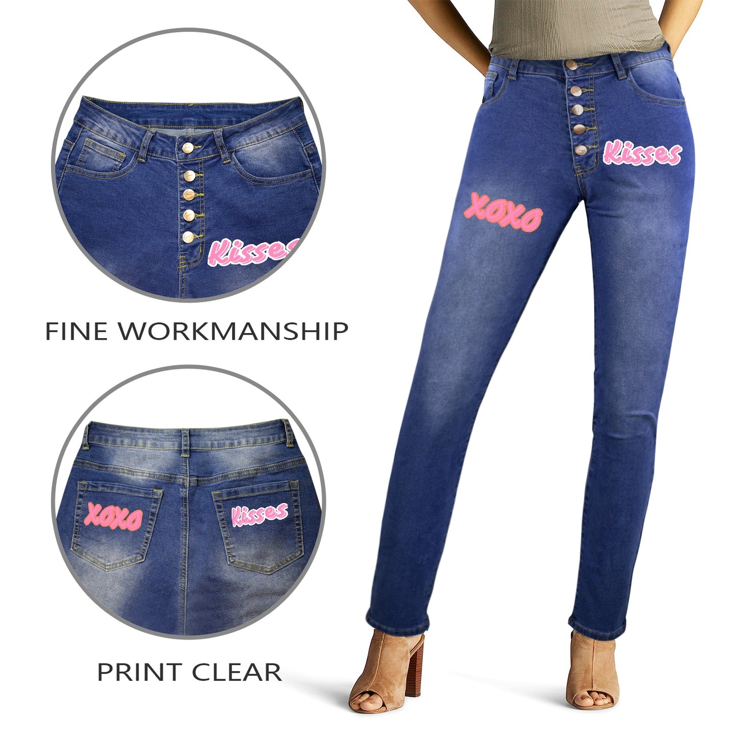 Sweet Kisses 2-Womens Jeans(High Waist)