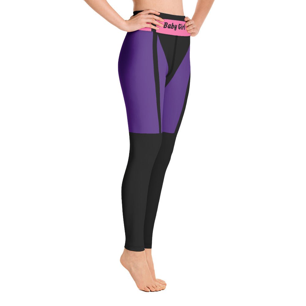 Baby Girl Garter Leggings - Purple&Black(with pink belt) - Theomese Fashion House