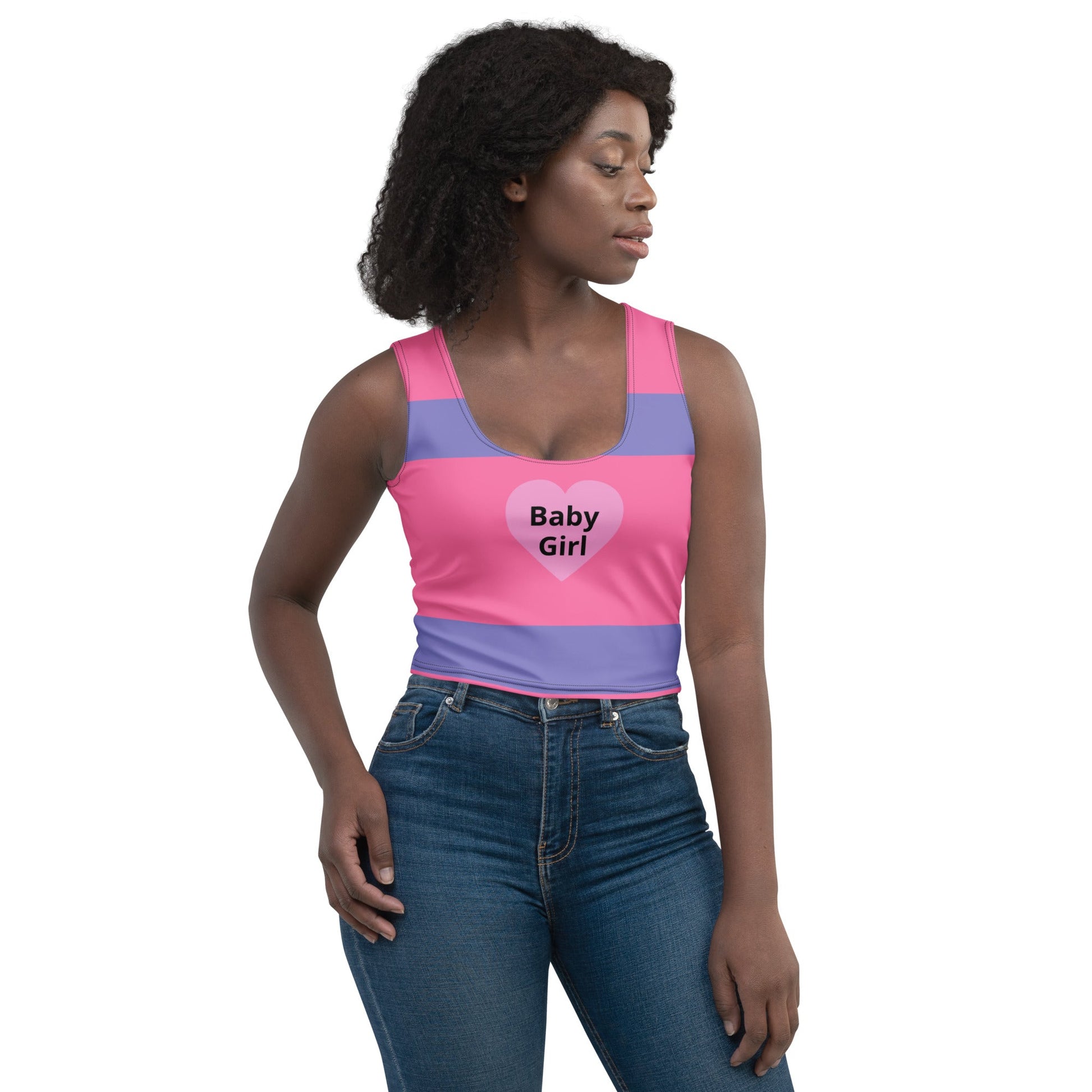 Baby Girl Heart - Crop Top with Pink Liner - Theomese Fashion House