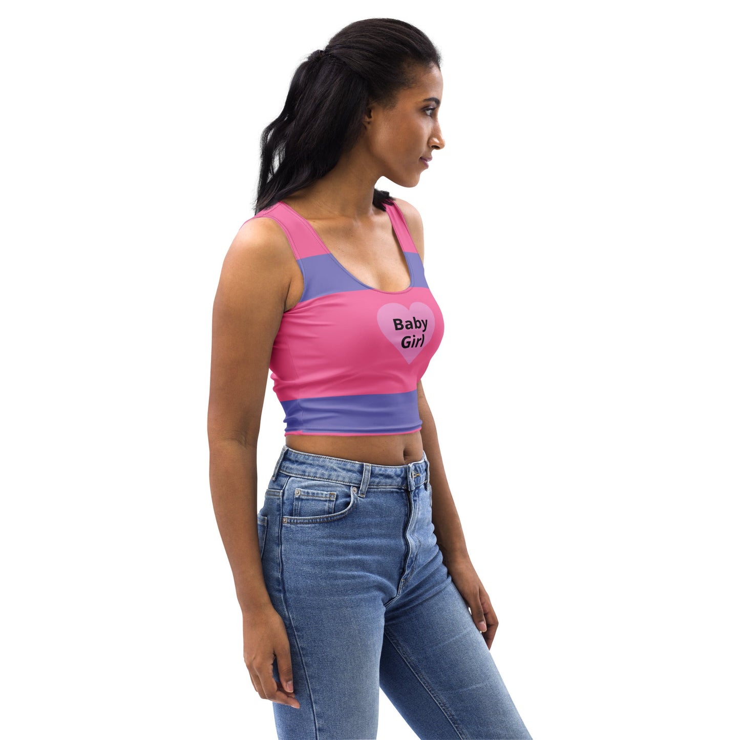 Baby Girl Heart - Crop Top with Pink Liner - Theomese Fashion House