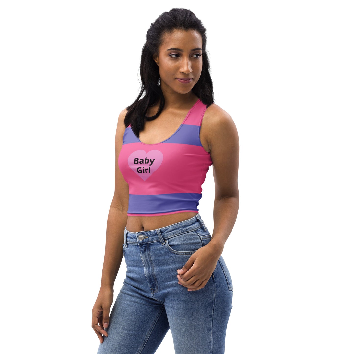 Baby Girl Heart - Crop Top with Pink Liner - Theomese Fashion House