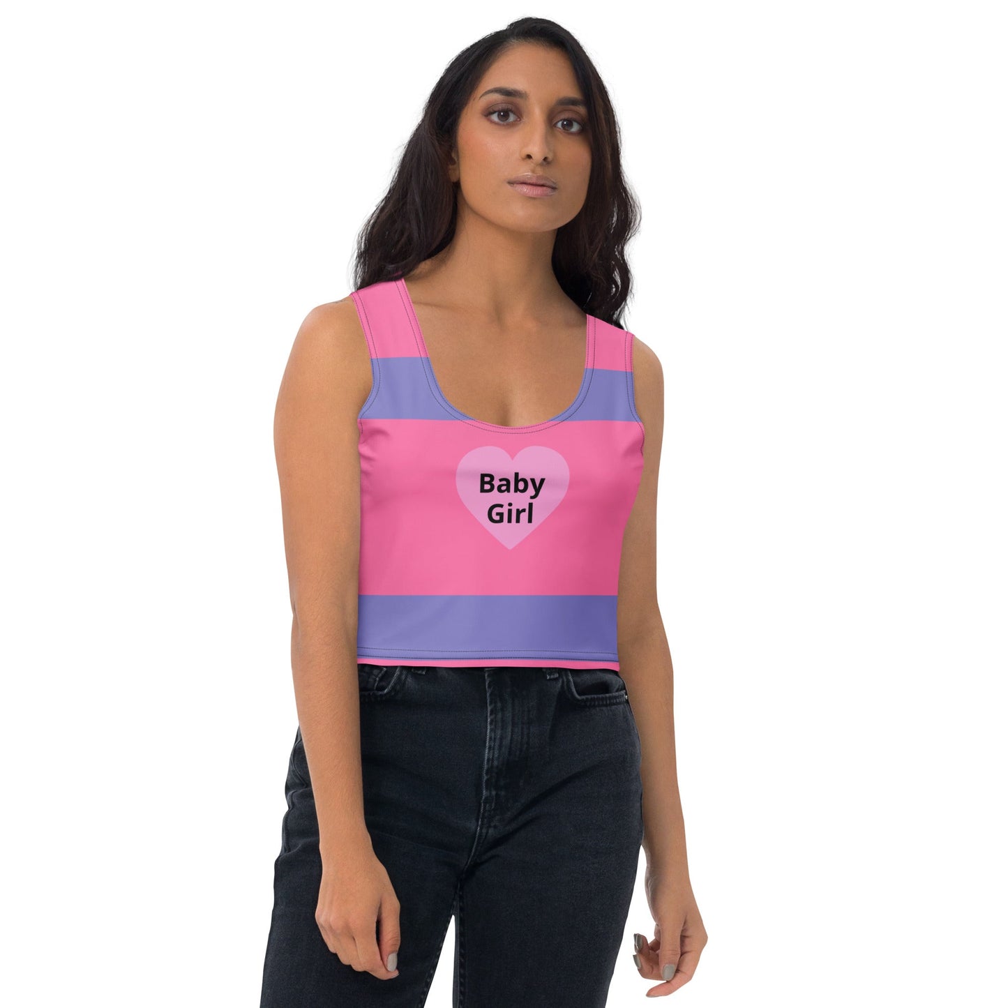 Baby Girl Heart - Crop Top with Pink Liner - Theomese Fashion House