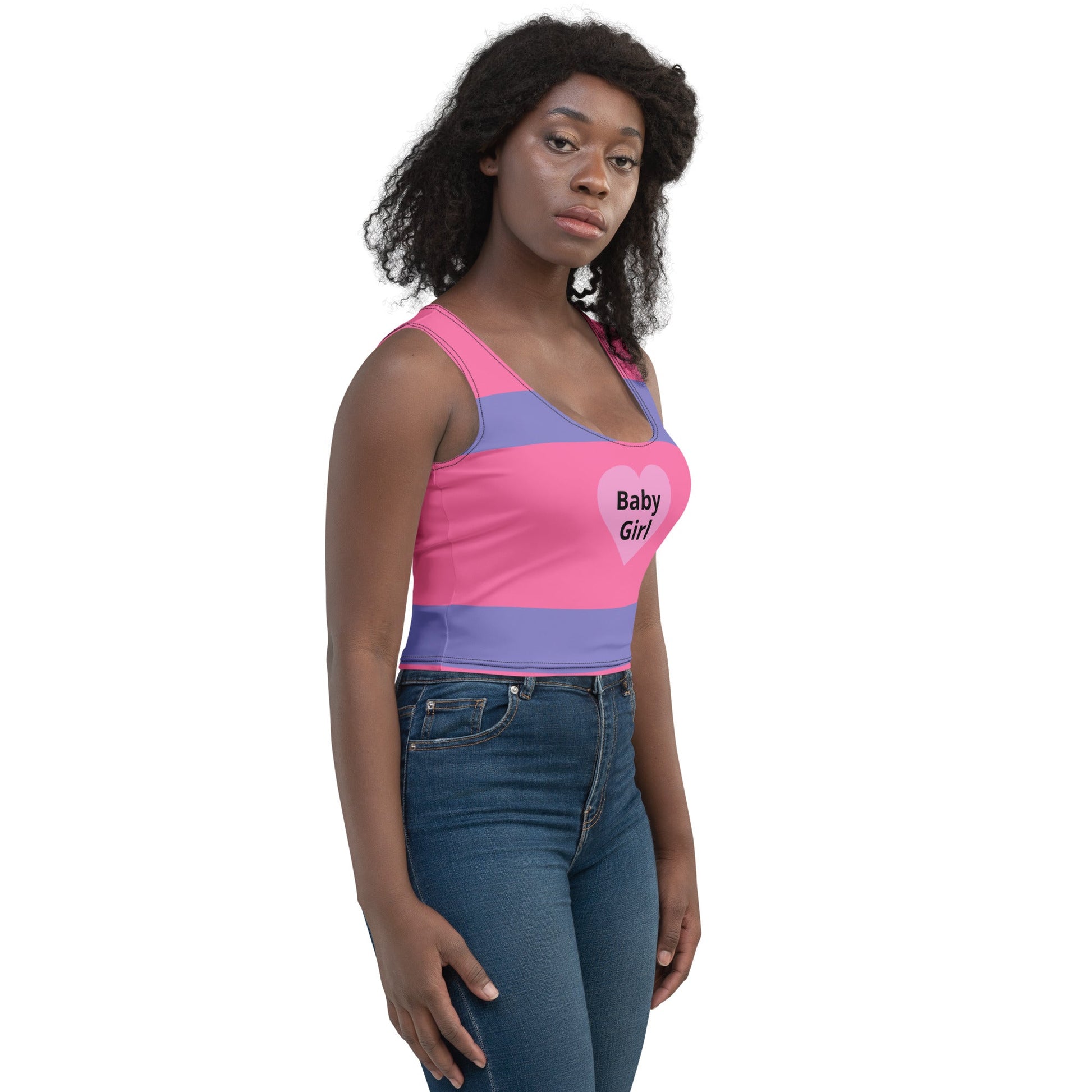 Baby Girl Heart - Crop Top with Pink Liner - Theomese Fashion House