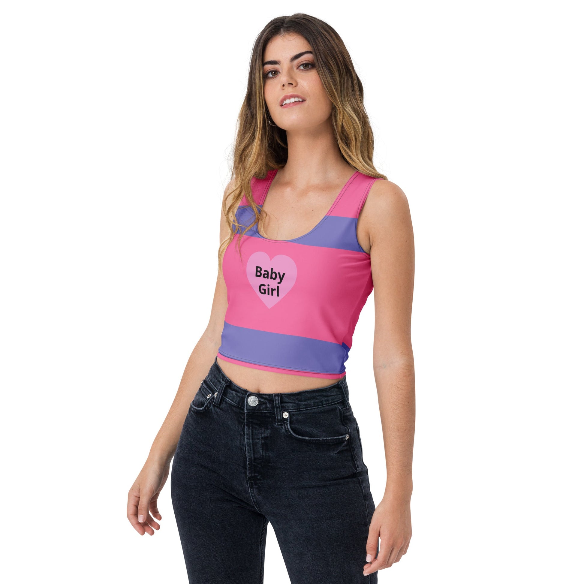 Baby Girl Heart - Crop Top with Pink Liner - Theomese Fashion House