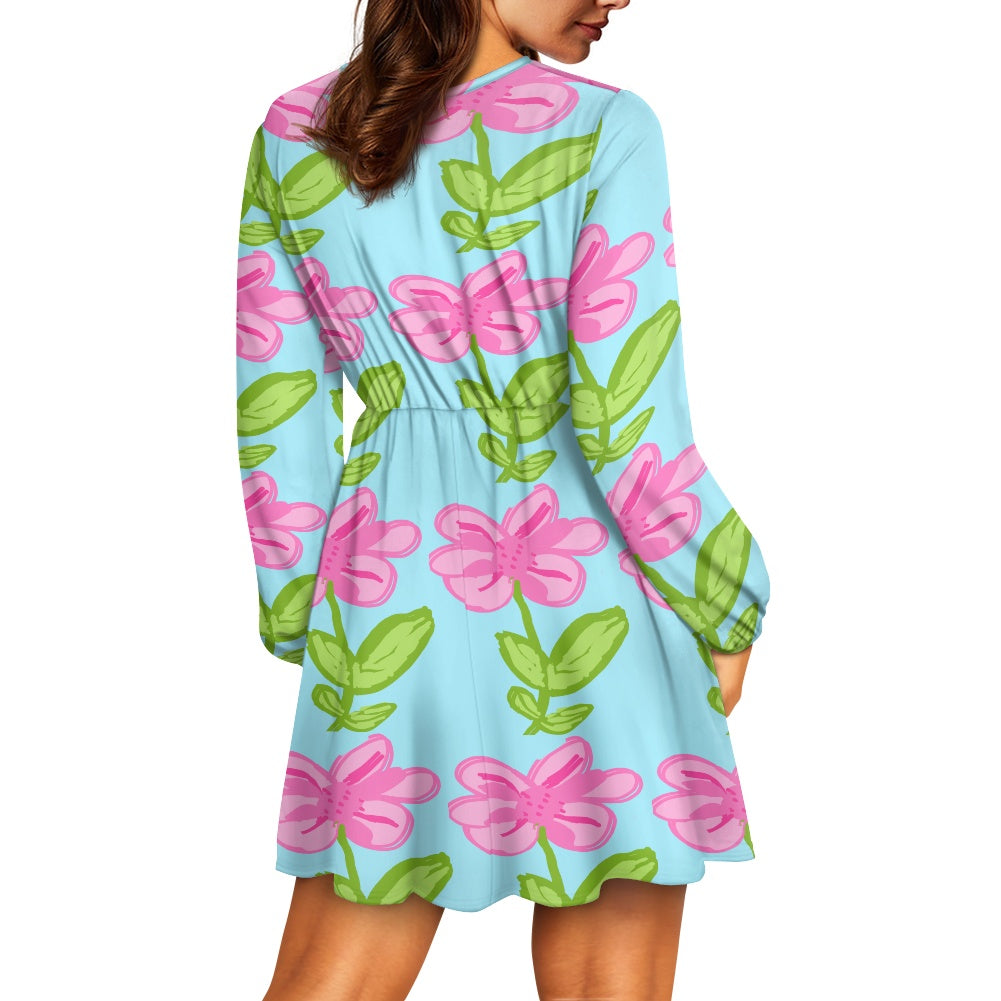Pink Lilly-Women's V-neck Dress