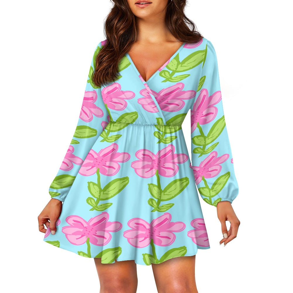 Pink Lilly-Women's V-neck Dress