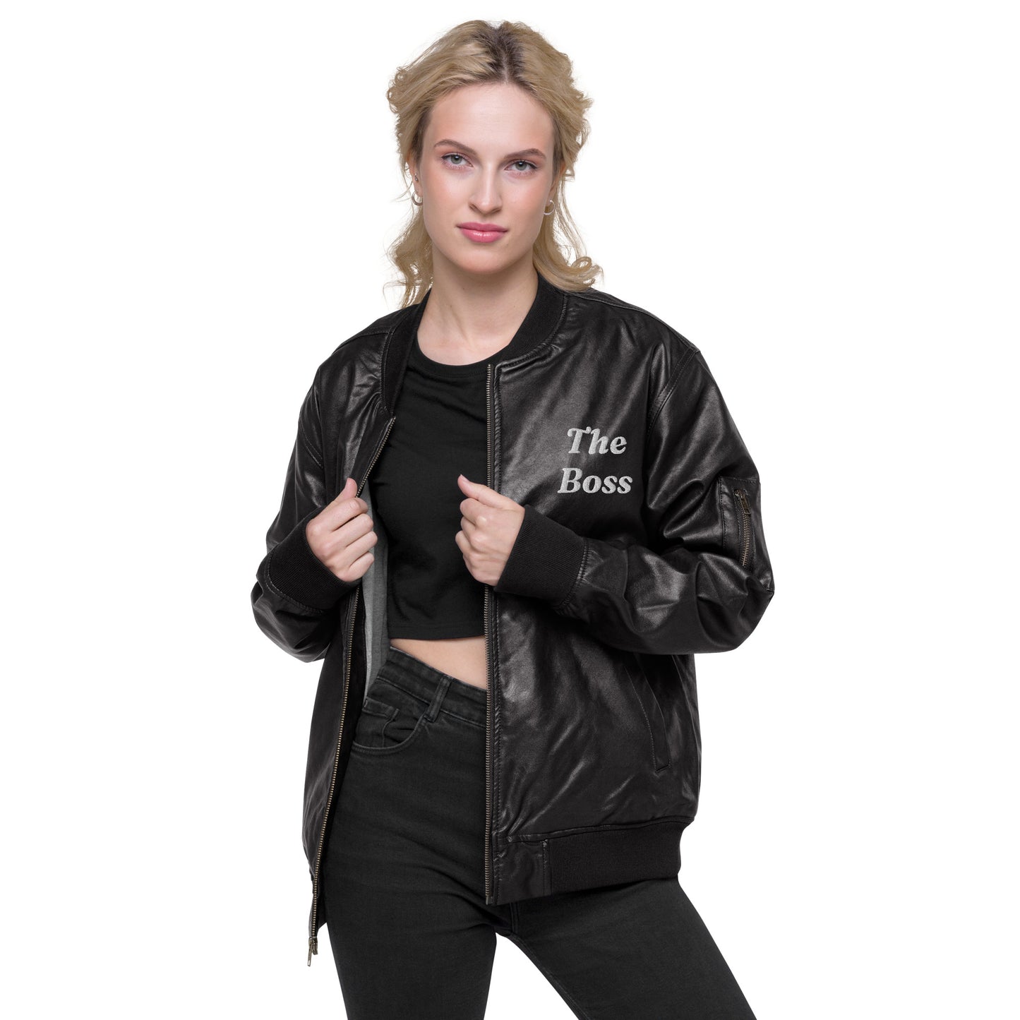 The Boss-Leather Bomber Jacket